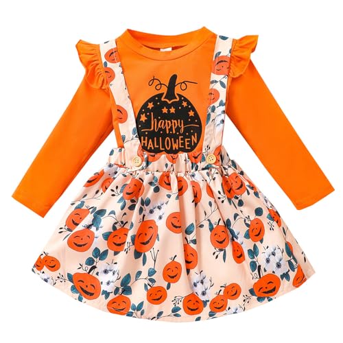 Gajaous Baby Mädchen Halloween Outfits Set Kleinkind My 1st Halloween Kürbis Bodysuit Hose Set Rock Set Kürbis Kleid Baby Halloween Kleidung von Gajaous