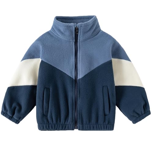 Gajaous Kinder Polar Fleece Jacke, Baby Jungen Voll-Reißverschluss Langarm Warm Mantel für Herbst Frühling Winter von Gajaous