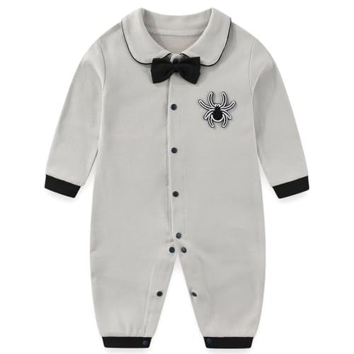 Gajaous Neugeborenes Baby Jungen Mädchen Formal Bowtie Kragen Strampler Langarm Anzug Gentleman Body Einteiler Overall 0-12M von Gajaous