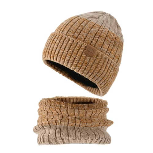 Gajaous Unisex Winter Beanie Mütze Schal Set, lässige Strickmütze für Frauen, Fleece gefütterte Beanies für Männer, warme Mützen & Nackenwärmer Set von Gajaous