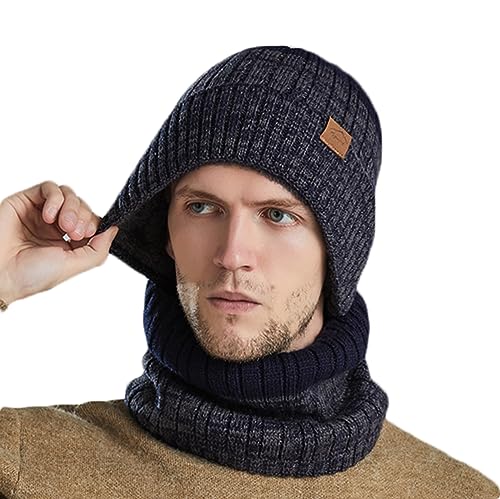 Gajaous Unisex Winter Beanie Mütze Schal Set, lässige Strickmütze für Frauen, Fleece gefütterte Beanies für Männer, warme Mützen & Nackenwärmer Set von Gajaous