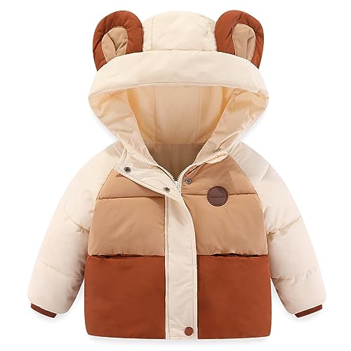 Gajaous Wintermantel für Kleinkinder,warme gepolsterte Kapuzenjacke,Oberbekleidung für Baby Jungen Mädchen Säuglinge Kleinkinder Kinder 1-6J von Gajaous