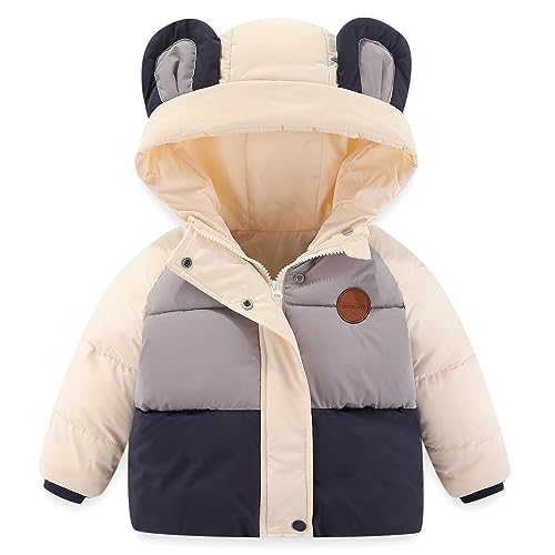 Gajaous Wintermantel für Kleinkinder,warme gepolsterte Kapuzenjacke,Oberbekleidung für Baby Jungen Mädchen Säuglinge Kleinkinder Kinder 1-6J von Gajaous