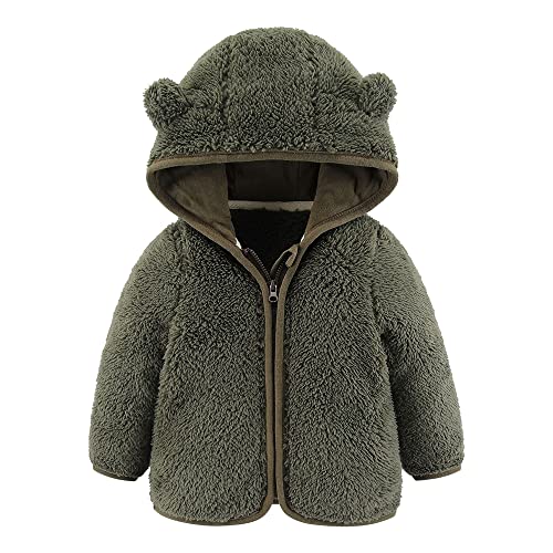 Kleinkind Baby Jungen Mädchen Fleece Kapuzenjacke mit Ohren Warme Kinder Cartoon Bär Reißverschluss Outwear 0-24 Monate von Gajaous