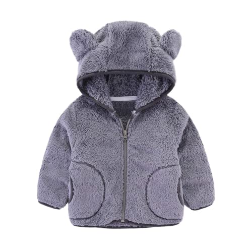 Neugeborenen Baby Jungen Mädchen Cartoon Fleece Kapuzenjacke Mantel mit Ohren Warme Outwear Mantel Reißverschluss Bis Coat (1-2J, Z-Grau) von Gajaous