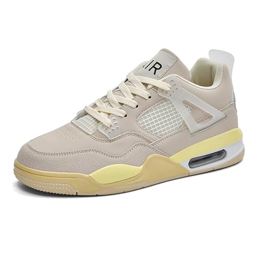 Damen Air 4 Retro Sneaker Herren Basketballschuhe Retro Schuhe Skateboardschuhe Laufschuhe Turnschuhe Sportschuhe AY043 Beige EU 40 von Gakricrey