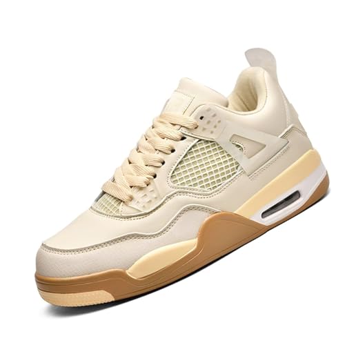 Damen Air 4 Retro Sneaker Herren Basketballschuhe Retro Schuhe Skateboardschuhe Laufschuhe Turnschuhe Sportschuhe AY043 Beige EU 41 von Gakricrey