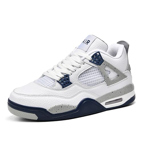 Damen Air 4 Retro Sneaker Herren Basketballschuhe Retro Schuhe Skateboardschuhe Laufschuhe Turnschuhe Sportschuhe AY043 weiß blau EU 37 von Gakricrey
