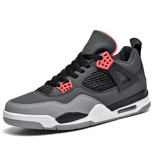 Gakricrey Air 4 Retro Sneaker Schuhe Herren Basketballschuhe AJ 4 Retro Schuhe Skateboardschuhe Laufschuhe Turnschuhe Sportschuhe AY004 Schwarzgrau EU 42 von Gakricrey