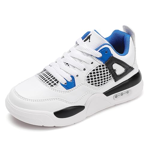 Gakricrey Air 4 Retro Sneaker Schuhe Kinder Basketballschuhe Sportschuhe Jungen Mädchen Turnschuhe Unisex Kinderschuhe rutschfest AET005 blau und weiß EU 34 von Gakricrey