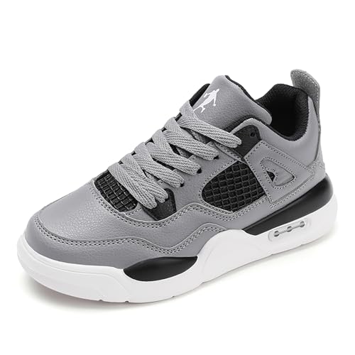 Gakricrey Air 4 Retro Sneaker Schuhe Kinder Basketballschuhe Sportschuhe Jungen Mädchen Turnschuhe Unisex Kinderschuhe rutschfest AET005 grau EU 34 von Gakricrey
