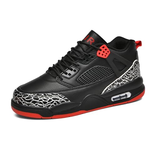 Gakricrey Air 4 Retro Sneaker Schuhe Kinder Basketballschuhe Sportschuhe Jungen Mädchen Turnschuhe Unisex Kinderschuhe rutschfest S034 Schwarz-Rot EU 38 von Gakricrey