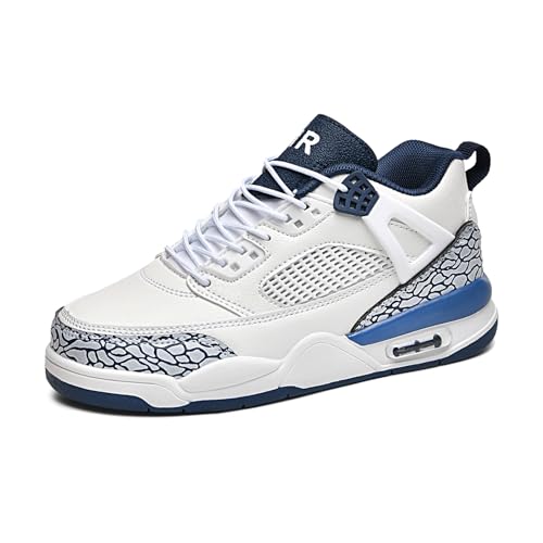 Gakricrey Air 4 Retro Sneaker Schuhe Kinder Basketballschuhe Sportschuhe Jungen Mädchen Turnschuhe Unisex Kinderschuhe rutschfest S034 Weiß-Blau EU 34 von Gakricrey