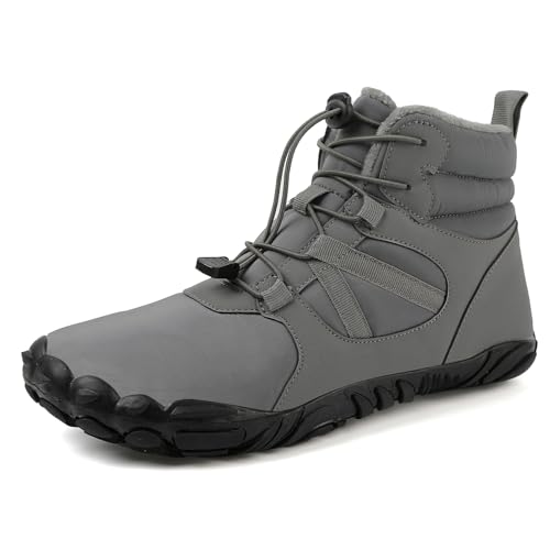 Gakricrey Barfußschuhe Winter Damen Herren Wasserdicht Winterschuhe Warme Gefüttert Winterstiefel rutschfeste Wanderschuhe GL658 Grau EU 38 von Gakricrey