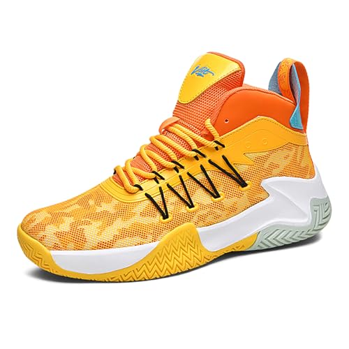 Gakricrey Basketballschuhe Herren Damen Mode Sportschuhe Trainingsschuhe Sneaker rutschfest Verschleißfest Basketballschuhe für Erwachsene 9028 Orange EU 36 von Gakricrey