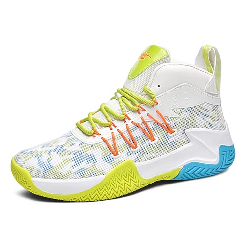 Gakricrey Basketballschuhe Herren Damen Mode Sportschuhe Trainingsschuhe Sneaker rutschfest Verschleißfest Basketballschuhe für Erwachsene 9028 Weiß Hellgrün EU 36 von Gakricrey