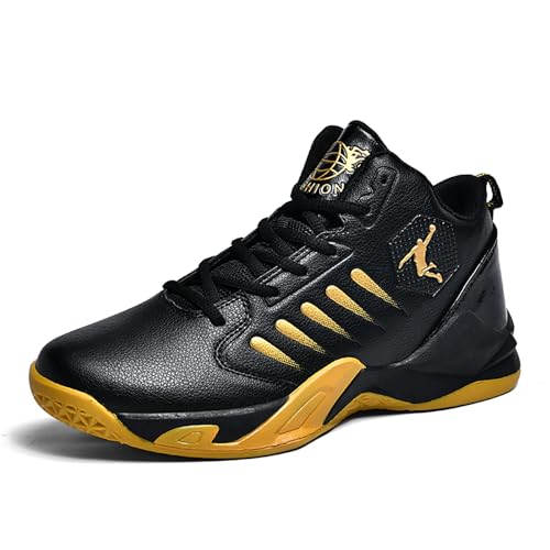Gakricrey Basketballschuhe Herren Damen Mode Sportschuhe Trainingsschuhe Sneaker rutschfest Verschleißfest Basketballschuhe für Erwachsene 9136 Schwarzgold EU 39 von Gakricrey