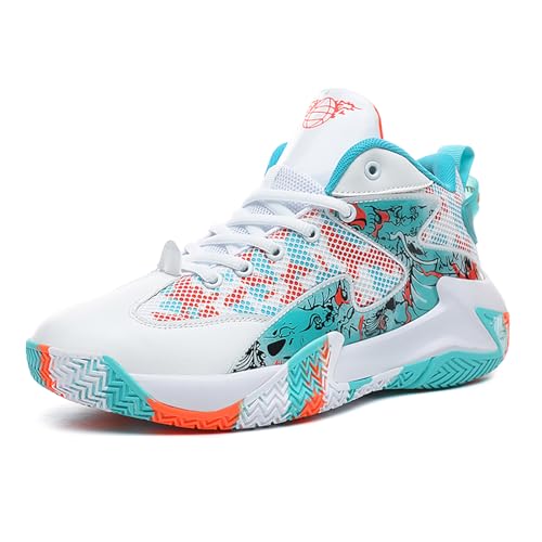Gakricrey Basketballschuhe Herren Damen Mode Sportschuhe Trainingsschuhe Sneaker rutschfest Verschleißfest Basketballschuhe für Erwachsene 9288 Mondorange EU 44 von Gakricrey