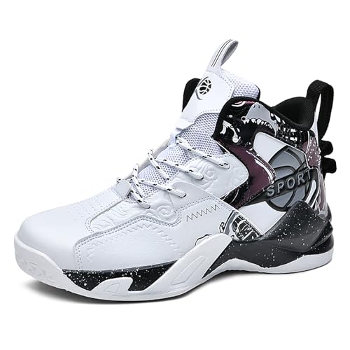 Gakricrey Basketballschuhe Herren Damen Turnschuhe Outdoor Mode Sportschuhe Gym Sneaker Trainingsschuhe Atmungsaktive 851 weiß schwarz EU 43 von Gakricrey