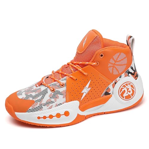 Gakricrey Herren Basketballschuhe Mode Sport Basketballschuhe Herren Große Größe Sportschuhe G8810 Weiß-Orange EU 46 von Gakricrey