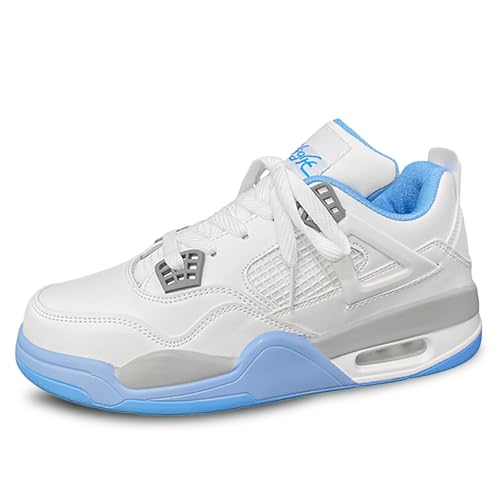 Gakricrey Herren Damen Air 4 Retro Sneaker Schuhe Basketballschuhe Retro Schuhe Skateboardschuhe Laufschuhe Turnschuhe Sportschuhe AY042 weiß blau EU 41 von Gakricrey
