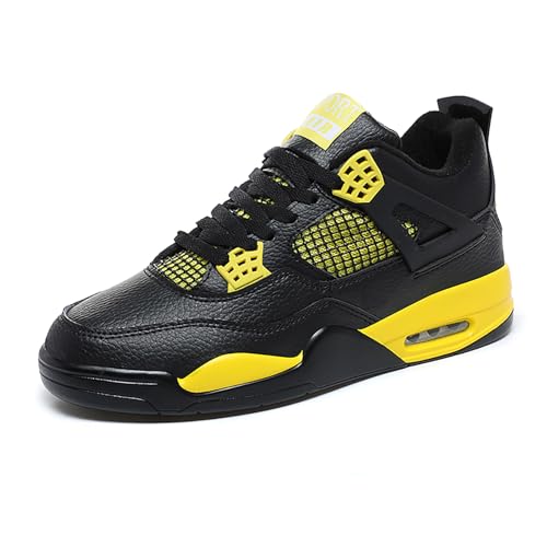 Gakricrey Herren Damen Air 4 Retro Sneaker Schuhe Basketballschuhe Retro Schuhe Skateboardschuhe Laufschuhe Turnschuhe Sportschuhe AY044 schwarz gelb EU 44 von Gakricrey