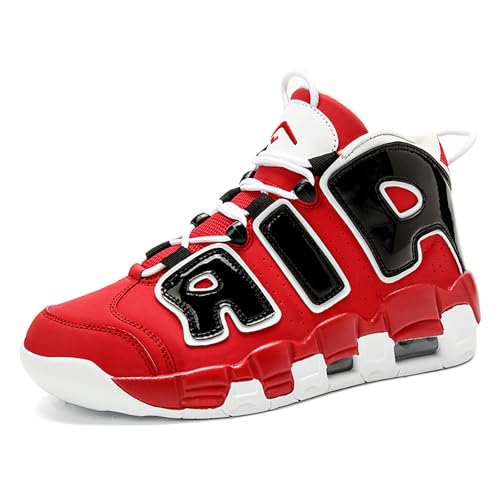 Gakricrey Herren Damen Air Uptempo Sneaker Schuhe Laufschuhe Leichte Retro Sneaker Turnschuhe mit Luftpolster Sportschuhe Basketballschuhe 811A Rot EU 39 von Gakricrey