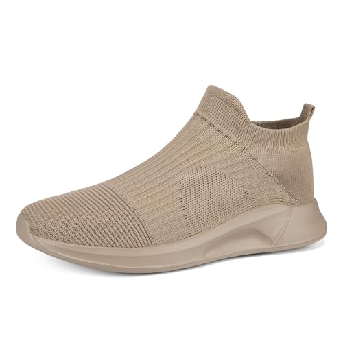 Gakricrey Herren Damen Slip On Sneaker Leichte Atmungsaktiv Sportschuhe Turnschuhe Bequem Schlupfschuhe Freizeitschuhe Straßenlaufschuhe Walkingschuhe Unisex 262 Khaki EU 41 von Gakricrey