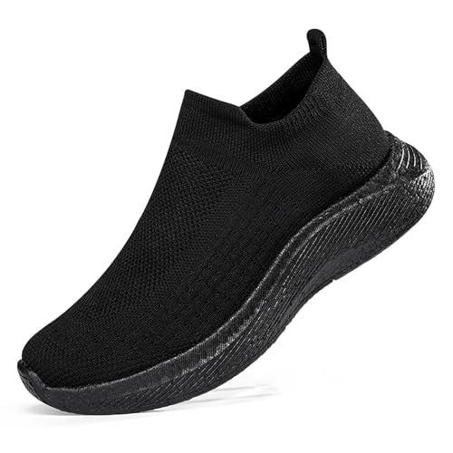 Gakricrey Herren Damen Slip On Sneaker Leichte Atmungsaktiv Sportschuhe Turnschuhe Bequem Schlupfschuhe Freizeitschuhe Straßenlaufschuhe Walkingschuhe Unisex 915 schwarz EU 44 von Gakricrey