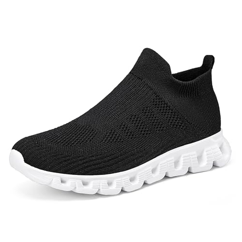 Gakricrey Herren Damen Slip On Sneaker Leichte Atmungsaktiv Sportschuhe Turnschuhe Bequem Schlupfschuhe Freizeitschuhe Straßenlaufschuhe Walkingschuhe Unisex 921 schwarz und weiß EU 38 von Gakricrey