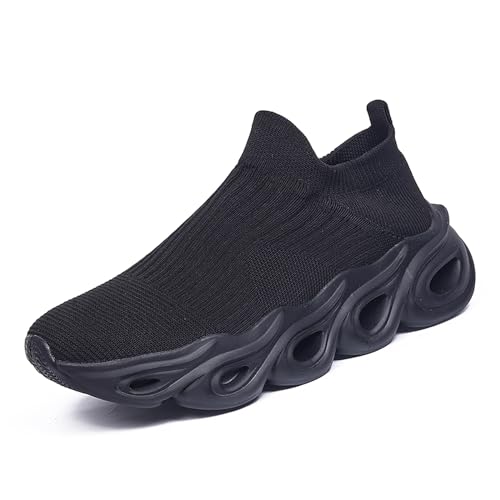 Gakricrey Herren Damen Slip On Sneaker Leichte Atmungsaktiv Sportschuhe Turnschuhe Bequem Schlupfschuhe Freizeitschuhe Straßenlaufschuhe Walkingschuhe Unisex S715 schwarz EU 37 von Gakricrey