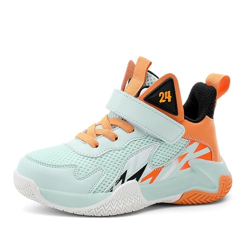 Gakricrey Kinder Basketballschuhe Jungen Basketball-Schuh Trainer Kinder-Sportschuhe Laufschuhe mit Klettverschluss 989 Grau EU 37 von Gakricrey