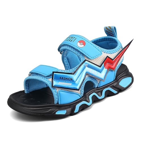 Gakricrey Kinder Sandalen Jungen Sommer Sandalen Strand Geschlossene Wandersandale Trekkingsandalen Sport- Outdoor Sommerschuhe Atmungsaktive Freizeitschuhe P911 Weiß blau EU 30 von Gakricrey