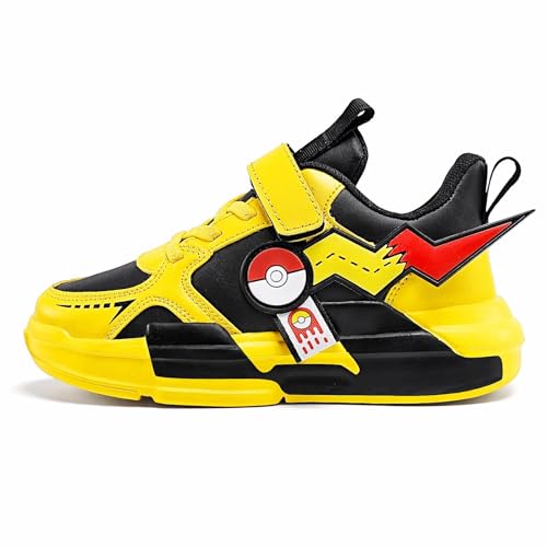 Gakricrey Kinder Turnschuhe Jungen Laufschuhe Leicht Klettverschluss Sportschuhe Atmungsaktiv Sneakers Kinderschuhe 766 Gelb Ledermuster EU 31 von Gakricrey