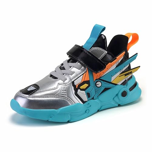 Gakricrey Kinder Turnschuhe Jungen Laufschuhe Leicht Klettverschluss Sportschuhe Atmungsaktiv Sneakers Kinderschuhe 815A Blau Ledermuster EU 29 von Gakricrey