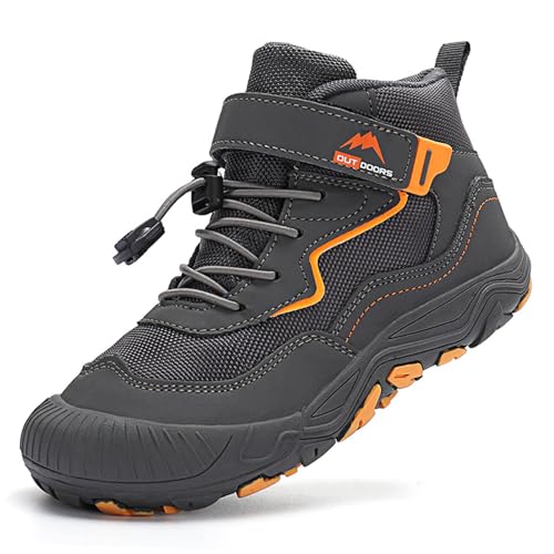 Gakricrey Kinder Wanderschuhe Unisex Outdoor Trekkingschuhe rutschfeste Leichtes Kinderschuhe Wanderstiefel Sportschuhe für Jungen Mädchen K005 Grau EU 35 von Gakricrey