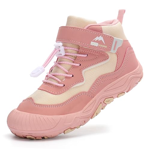 Gakricrey Kinder Wanderschuhe Unisex Outdoor Trekkingschuhe rutschfeste Leichtes Kinderschuhe Wanderstiefel Sportschuhe für Jungen Mädchen K005 Rosa EU 28 von Gakricrey