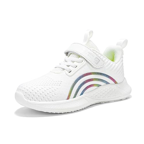 Gakricrey Kinderschuhe Atmungsaktiv Mesh Sportschuhe Mädchen Turnschuhe Kinder Laufschuhe mit Klettverschluss und rutschfest Leicht Halle Sohle 2169 weiß EU 38 von Gakricrey