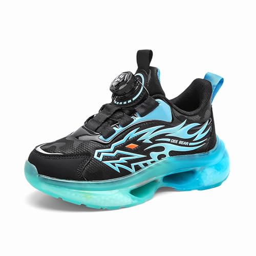 Gakricrey Kinderschuhe Jungen Mädchen Sportschuhe Turnschuhe Laufschuhe mit Drehknopf und rutschfest Luftpolster Sohle 337 Schwarz blau EU 32 von Gakricrey