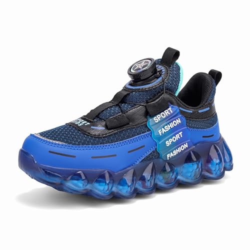 Gakricrey Kinderschuhe Laufschuhe Junge Mädchen Kinder Turnschuhe Leicht Mode Atmungsaktiv Mesh Sneakers Sportschuh mit Drehknopfe 2097 Dunkelblau EU 38 von Gakricrey