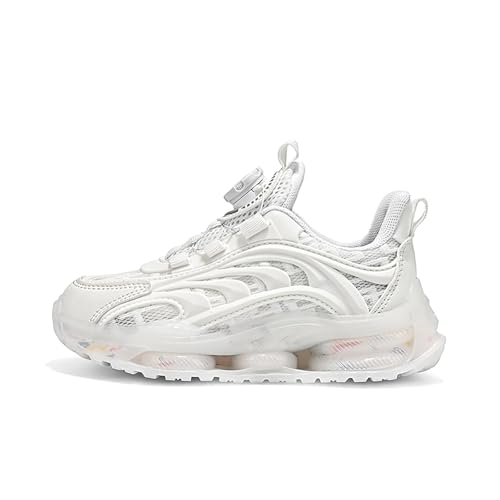 Gakricrey Kinderschuhe Laufschuhe Jungen Mädchen Kinder Turnschuhe Leicht Mode Atmungsaktiv Mesh Sneakers Sportschuh mit Drehknopfe 1326 weiß EU 33 von Gakricrey