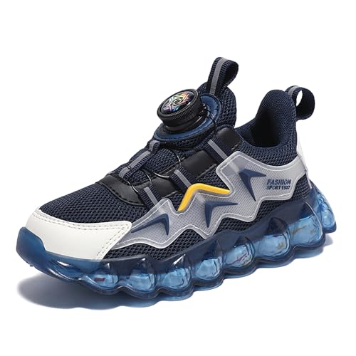 Gakricrey Kinderschuhe Laufschuhe Jungen Mädchen Kinder Turnschuhe Leicht Mode Atmungsaktiv Mesh Sneakers Sportschuh mit Drehknopfe 173 dunkelblau EU 40 von Gakricrey