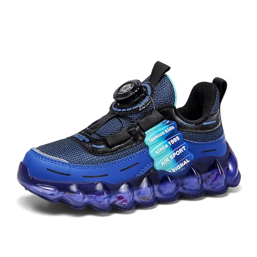 Gakricrey Kinderschuhe Laufschuhe Jungen Mädchen Kinder Turnschuhe Leicht Mode Atmungsaktiv Mesh Sneakers Sportschuh mit Drehknopfe 2097 Dunkelblau EU 36 von Gakricrey