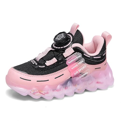 Gakricrey Kinderschuhe Laufschuhe Jungen Mädchen Kinder Turnschuhe Leicht Mode Atmungsaktiv Mesh Sneakers Sportschuh mit Drehknopfe 2097 Rosa EU 37 von Gakricrey