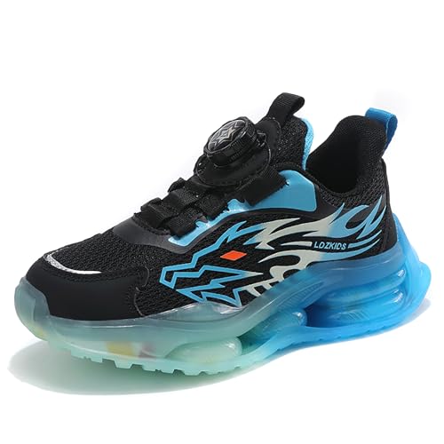 Gakricrey Kinderschuhe Laufschuhe Jungen Mädchen Kinder Turnschuhe Leicht Mode Atmungsaktiv Mesh Sneakers Sportschuh mit Drehknopfe 235 Dunkelblau EU 35 von Gakricrey