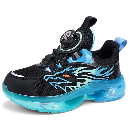 Gakricrey Kinderschuhe Laufschuhe Jungen Mädchen Kinder Turnschuhe Leicht Mode Atmungsaktiv Mesh Sneakers Sportschuh mit Drehknopfe 918 Blau EU 34 von Gakricrey