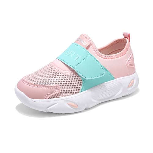Gakricrey Kinderschuhe Slip On Sneaker Jungen Mädchen Leichte Atmungsaktiv Sportschuhe Turnschuhe Bequem Schlupfschuhe Freizeitschuhe Straßenlaufschuhe Walkingschuhe Unisex-Kinder 2596 Rosa EU 32 von Gakricrey