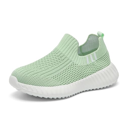Gakricrey Kinderschuhe Slip On Sneaker Jungen Mädchen Leichte Atmungsaktiv Sportschuhe Turnschuhe Bequem Schlupfschuhe Freizeitschuhe Straßenlaufschuhe Walkingschuhe Unisex-Kinder 669 Knallgrün EU 33 von Gakricrey