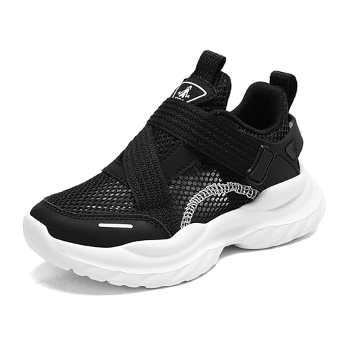 Gakricrey Kinderschuhe Slip On Sneaker Jungen Mädchen Leichte Atmungsaktiv Sportschuhe Turnschuhe Bequem Schlupfschuhe Freizeitschuhe Straßenlaufschuhe Walkingschuhe Unisex-Kinder D2501 Schwarz EU 36 von Gakricrey