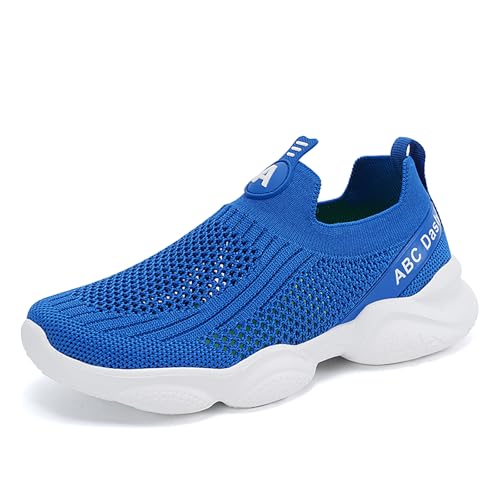 Gakricrey Kinderschuhe Slip On Sneaker Jungen Mädchen Leichte Atmungsaktiv Sportschuhe Turnschuhe Bequem Schlupfschuhe Freizeitschuhe Straßenlaufschuhe Walkingschuhe Unisex-Kinder DW2505 Blau EU 31 von Gakricrey